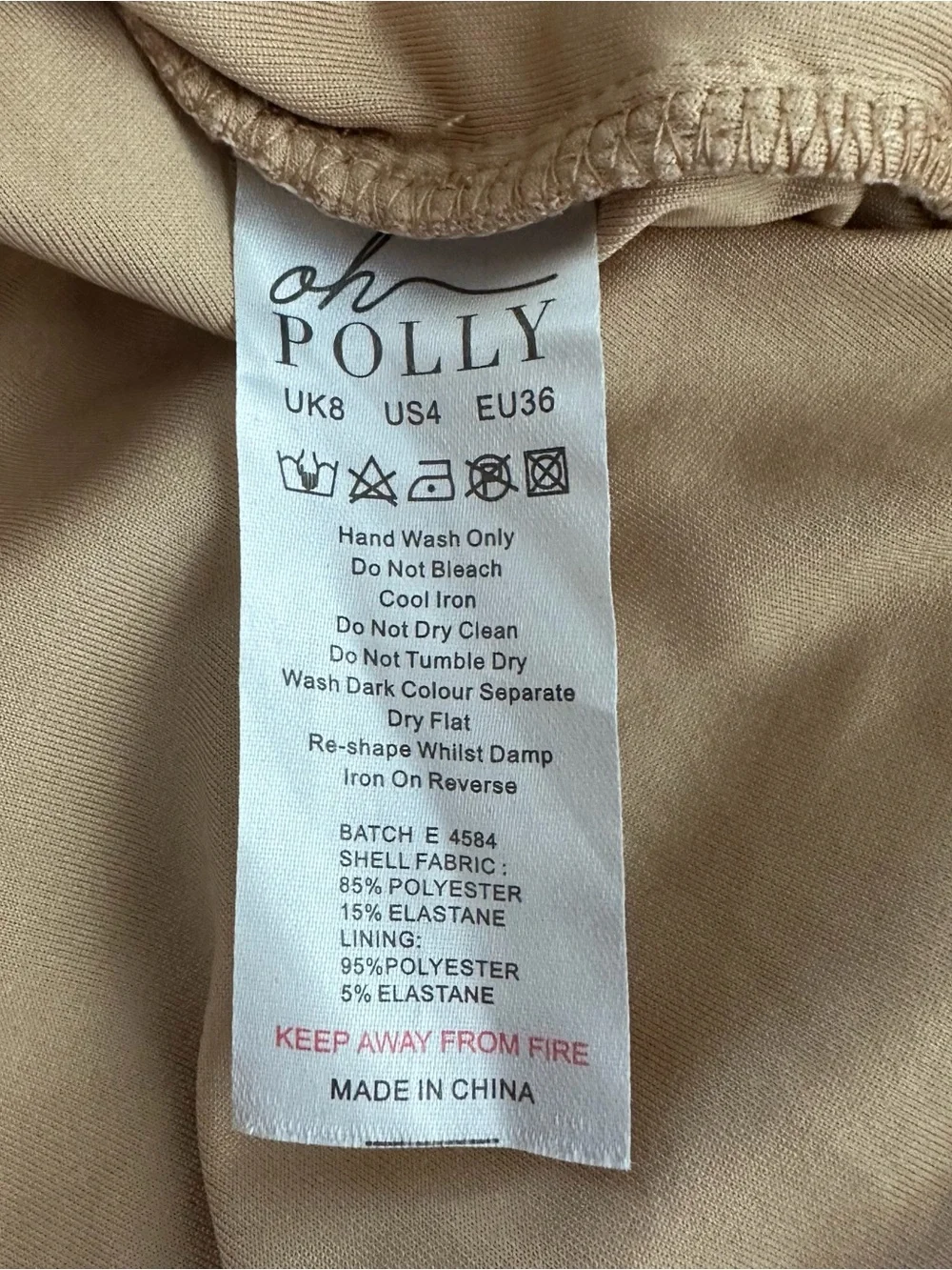Oh Polly Nude Beige Ruched Mesh Bodycon Mini Dress Size US 4 NWT